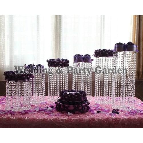 6pcs High Quality Crystal Clear Acrylic Squre Cupcake Stands for Wedding Birthday Display CupCake Rack Christmas D15~30,H50~10