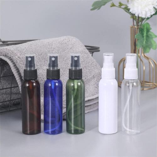 60ml PET Round Shoulder Spray Bottle Empty Lotion Bottle Cosmetic Sub-bottle With Aluminum Anodized Spray Pump Refillable bottle