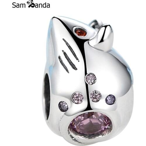 Authentic 100% 925 Sterling Silver Bead Charms Cute Mini Mouse Crystal Animal Beads Fit Pandora Bracelets & Bangles DIY Jewelry