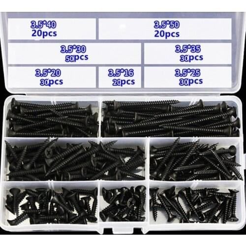 Free Shipping 200 Pcs One Set Self Tapping Suit Cross Head With Hard Self Tapping Screw M3.5 Plasterboard Screw Wall