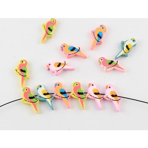 DIY 30pcs Birds Shape Wooden Beads Beading Wood Beads For Baby Toys Crafts Kids Toys & Bracelet 18x31mm