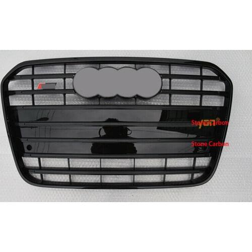 S6 Style Black Front Grille Audi A6 C7 Black Frame Black Rings For Audi A6 C7 S6 2013 13 2014 14 2015 15