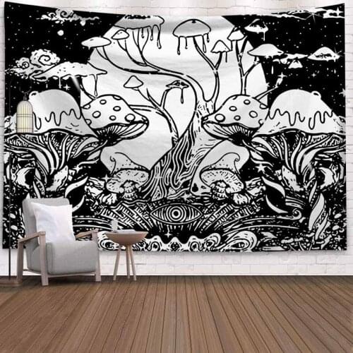 Black And White Mountain Forest Tapestry Wall Hanging Wall Tapestry Backdrop Decor Trippy Tapestry Mandala Psychedelic Tapestry