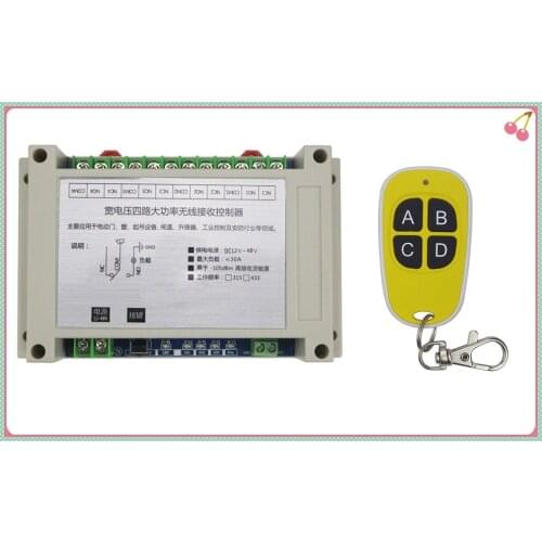 DC 12V 24V 36V 48V 10A 4CH 30A RF Wireless Remote Control High quality and security & 4 colors transmitter to choose from here