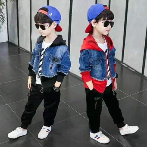 2 Colors Spring Boys Jackets For Children Hooded Kids Denim Coats Autumn Baby Boys Clothes Outerwear Children Clothing 4-13 Yrs