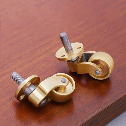 2Inch Pure Brass Swivel Wheel Metal Flat Caster Heavy Duty Silent Furniture Support Leg Chair Bed Piano Mobile Runner
