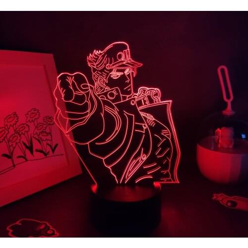 JoJo Bizarre Adventure Anime Figure Kujo Jotaro Kuujou Joutarou 3D Led Lamps Manga RGB Night Light Bedroom Table Desk Decoration