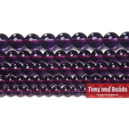 Smooth Purple Glass Loose Beads 15" Strand 6 8 10 12 MM Pick Size For Jewelry Making