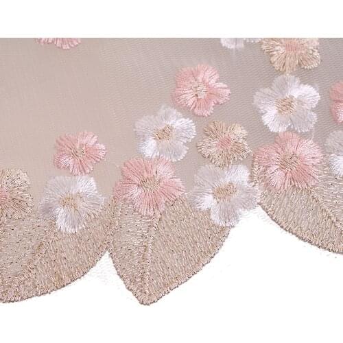DoreenBeads Handmade Cotton Flower Embroidery Lace Trim Tulle Wedding Hair Bow Clothes DIY Craft Lace Fabric Sewing 0.9m