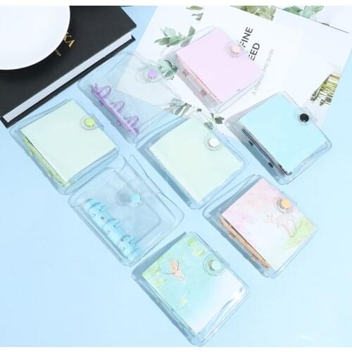 Kawaii School Supplies Transparent Notebook Ring Binder Mini Loose-leaf Hand Book Student Portable Notebook Ring Binder