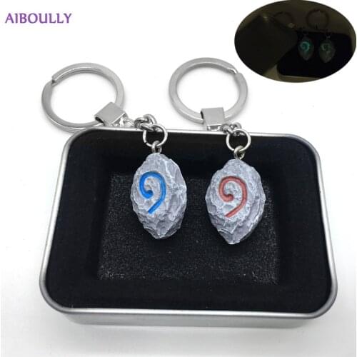 Classic WOW Hearthstone Keychain With Metal Box Luminous Pendant World Of Warcrafts Toy Heros Keyring Crafts Hearth Stone Gift