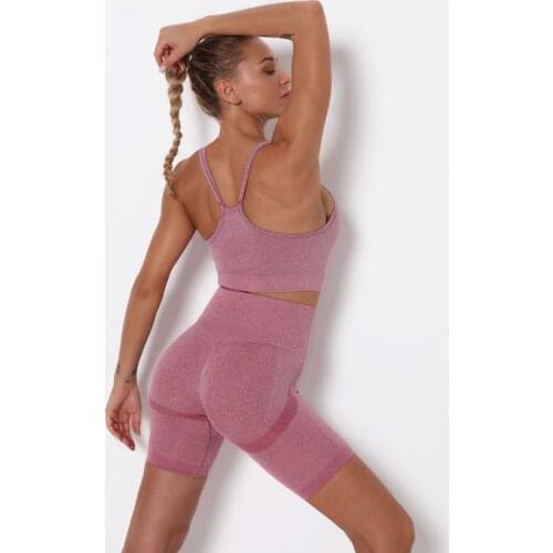 2 Pieces Seamless Set Womens Costumes Workout Clothes Sports Bra Top+Womens Shorts Sports Gym Clothing Athletic Sport Set