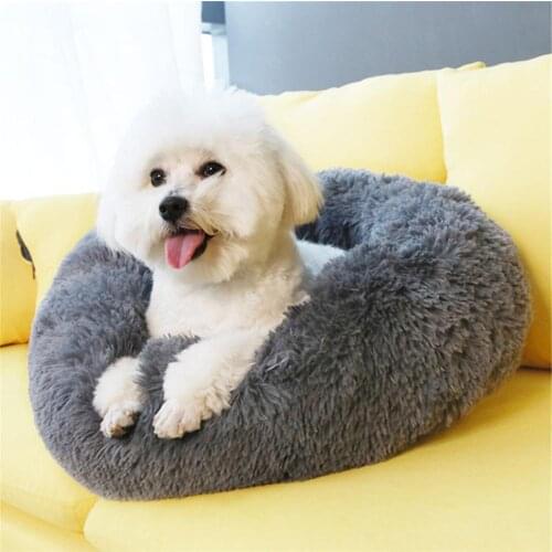 Round Plush Cat Bed House Soft Long Plush Best Pet Dog Bed For Dogs Products Nest Winter Warm Sleeping Cat Pet Bed Mat Cat House