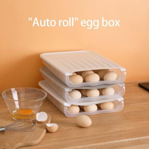 Kitchen Auto Scrolling Egg Storage Holder Egg Storage Food Rack Refrigerate Savers Tray Home Space Saver Organizer Container