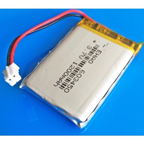 3.7V 1200mAh li polymer lithium rechargeable battery PH 2.0mm 2P plug for GPS DVD bluetooth recorder e-book camera 603450