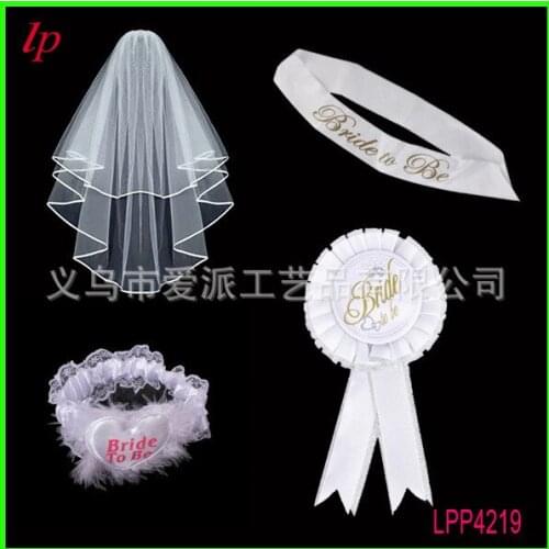 Popular bachelor party bridal veil straps leg circles badge four-piece bachelorette veil the set