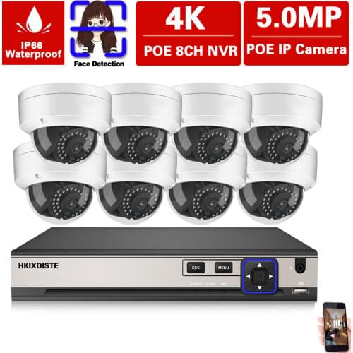 Face Detection 8CH 5MP NVR Kits CCTV Security Kit System POE Dome Outdoor POE IP Monitoring Camera System Video Surveillance Set