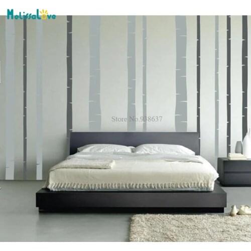 12 Birch Trees Forest Decal Simple Tree 2 Colors Living Room Decor Branches Nursery Sticker Removable Vinyl Wall Stickers BB053