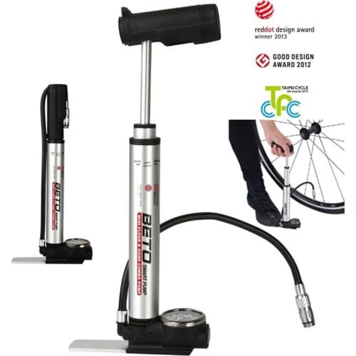 Beto Portable Bicycle Pump Alloy Combo pump with Gauge 160psi compatible Presta Schrader MTB Road Bicycle Inflator Bike Pump