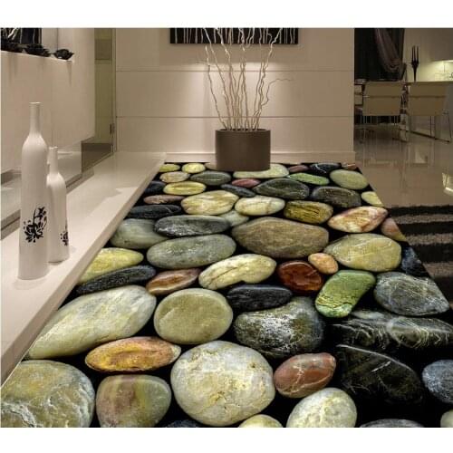 Non-slip Waterproof Self-adhesive PVC Wallpaper Colored Cobblestone Floor Tiles Floor Tiles Modern Custom 3D Floor Mural