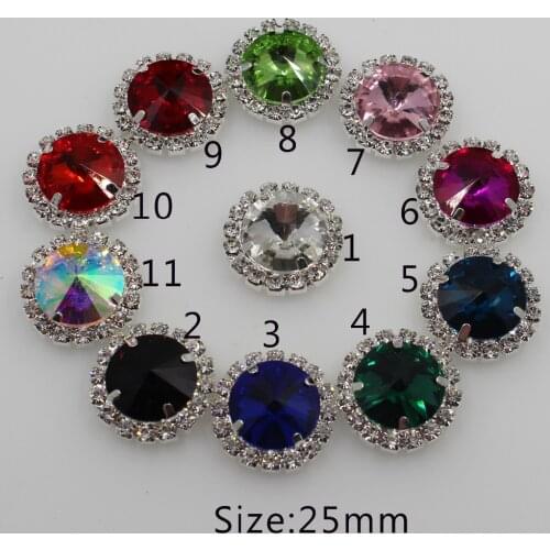 NEW 10Pcs/Set 25MM Silver Round Rhinestone Buttons big Diamond Pearl Ribbon invitation Wedding Decoration DIY craft supplies