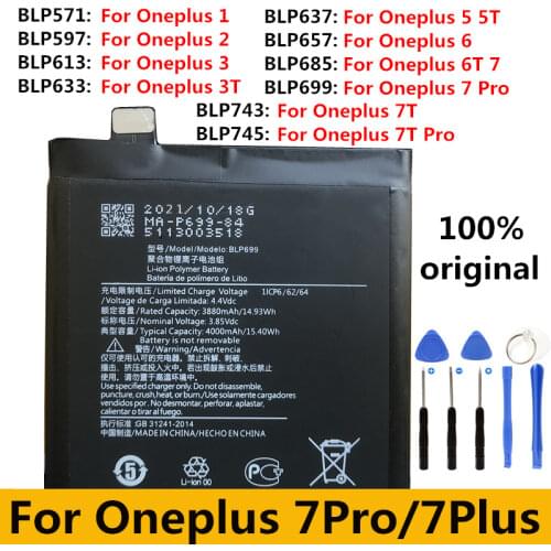 New Original BLP571 597 613 633 637 657 685 699 743 745 Battery For OnePlus 1 2 3 3T 5 5T 6 6T 7 7T Pro One Plus 6 6T A6001
