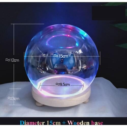 15cm Plastic flower ball glass cover cake cover souvenir mold dust cover colorful warm white light base night light crystal ball