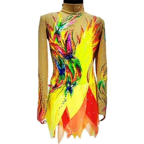 LIUHUO Ice Figure Skating Dress Girls Rhythmic Gymnastics Leotards Women Teens Stretchy Spandex Competition Wholesale