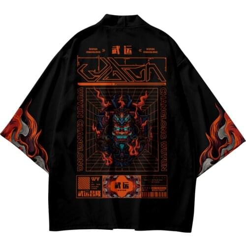 3XL 4XL 5XL 6XL Beach Harajuku Japanese Samurai Style Sets Fashion Kimono Men Women Cardigan Haori Obi Asian Clothes Pant Suit