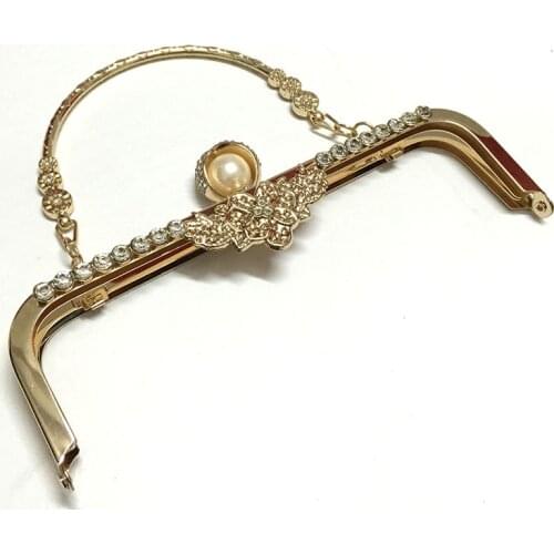 20cm(7.87inch) golden sewing metal purse bag frame ,Rhinestone Purse frame with handle