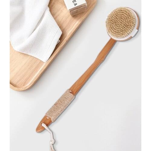 Bath Brush Natural Bristle Exfoliating Wooden Body Massage Shower Brush SPA Woman Man Skin Care Dry Body Brush