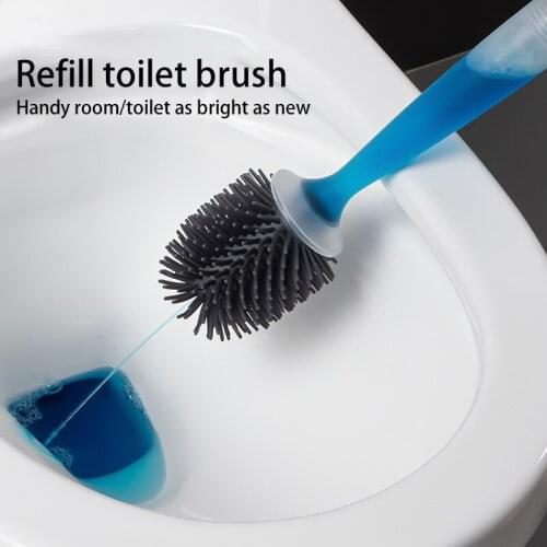 Long Handle Liquid Toilet Brush Household Can Hang Toilet Brush Toilet No Dead Angle Silicone Toilet Brush Set