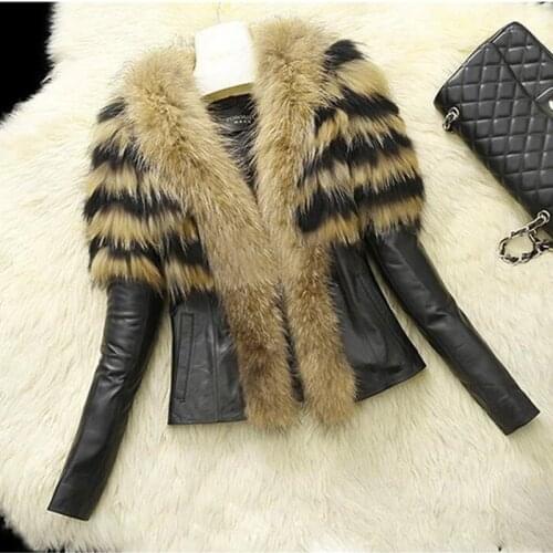 Faux Fur Coat Women Autumn Winter Faux sheepskin Raccoon fur Splice Short Jacket Students Tops Plus size 6XL Fur Outerwear H607