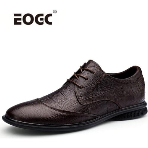 Genuine Leather Men Shoes Lace Up Casual Shoes Flats Waterproof Rubber Sole Outdoor Walking Shoes Men Zapatos Hombre