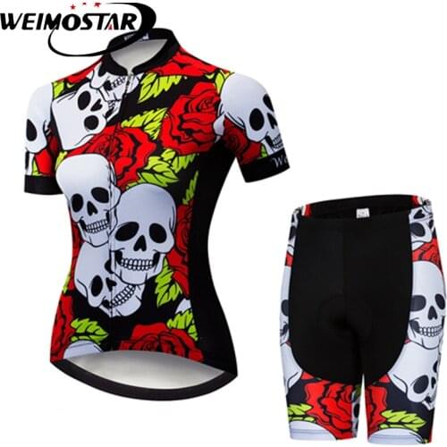Weimostar Cycling Clothing Bike jersey Womens MTB Bicycle clothes Summer team Maillot Cycling Jersey gel bike bib shorts set