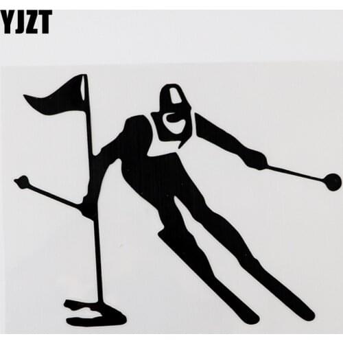 YJZT 15.7CMX12.6CM Waterproof Skiier Super Giant Decal Vinyl Car Sticker Black/Silver 8A-1089