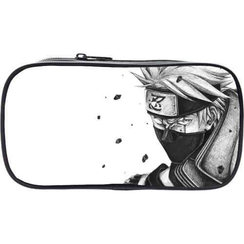 Japan Anime Pencil Case Sasuke Kakashi Stationery Bag Large Capacity Student Pen Box Pencil Case Cosmetic Bag Storage Box