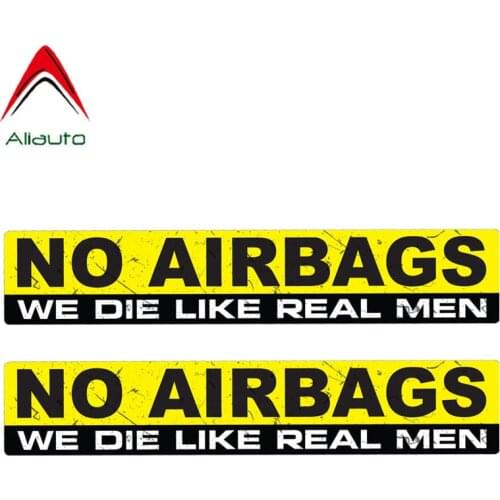 Aliauto 2 X Funny Car Sticker Amusing No Airbags We Die Like Real Men Stickers Reflective Waterproof Motorcycle Parts,15cm*3cm