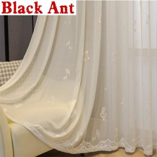 Sunscreen Embossed Note Window Screens For Living Room Tulle Curtain Jacquard Bay Balcony Voile Sheer Fabric Finished X-JD940#20