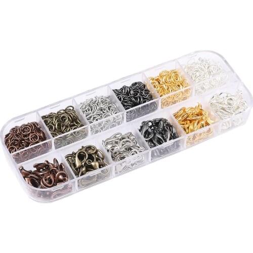Alloy Lobster Clasp/Open Jump Ring Materials Metal Accessories 1Set Box Jewelry Findings Tool Set for DIY Jewelry Making Supplie