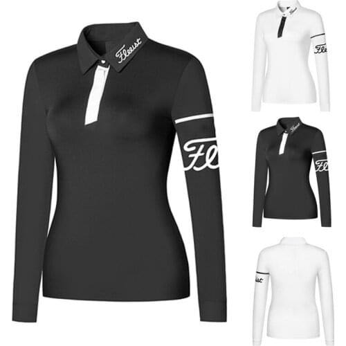 Womens Golf Shirt Summer Sport Long Sleeve T-shirt Breathable Quick Dry Polo Shirt for Ladies 골프웨어