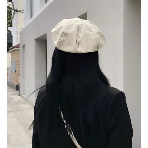 Hat Female Beret Korean Edition Student Autumn Winter Black Painter Hat Solid Color versatile Ladies Bud Hood Tide Free Shippin