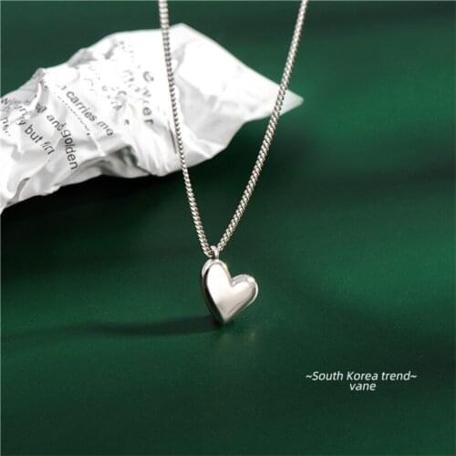 Sodrov 925 Sterling Silver Necklace For Women Asymmetric Heart Cute Naughty Pendant Necklace High Quality Silver 925 Jewelry