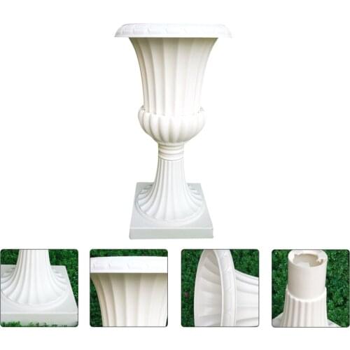1Pc Balcony Flowerpot Road Guiding Plant Container Roman Pillar Flowerpot White
