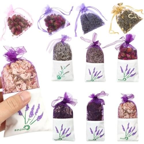 NEW 1PC Natural Lavender Bud Dried Flower Sachet Bag Aromatherapy Aromatic Household Wardrobe Car Lavender Air Fresheners