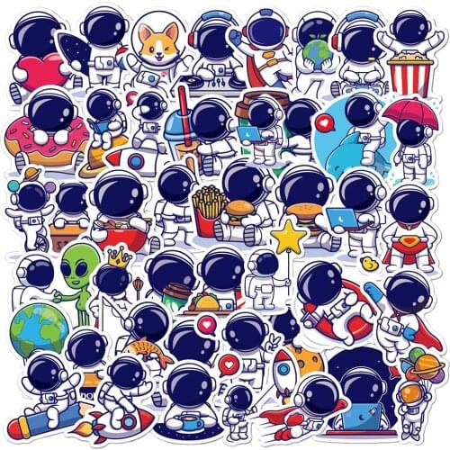 10/30/50PCS Kawaii Cartoon Astronaut Stickers Aesthetics Phone Laptop Luggage Guitar Waterproof Graffiti Sticker Decal Kid Toy