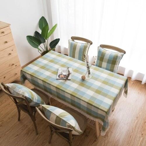 140x140/140x200/140x220cm pink/light green buffalo checkered embroidered tablecloth lace tassel decorative tea table cloth cover