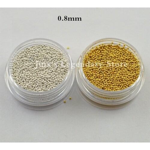 2 pots silver gold Nail Metallic Caviar Beads for 3d nail art tips decoration manicure tools 0.8mm Free shipping