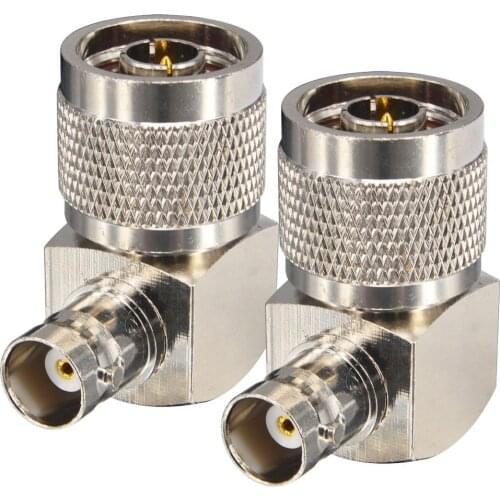 2 Pieces N Male to BNC Female Connector Right Angle Adapter N Type Male Plug to BNC Jack RF Coaxial Adapter Connector