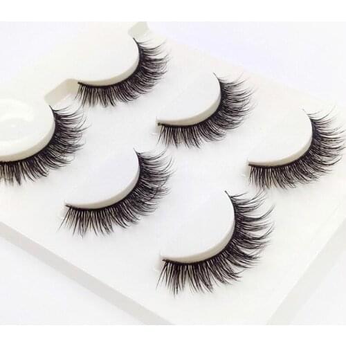 3 Pairs New Handmade Cross False Eyelashes Beauty Makeup Thick Voluminous Messy Fake Eye Lashes Extension Tools